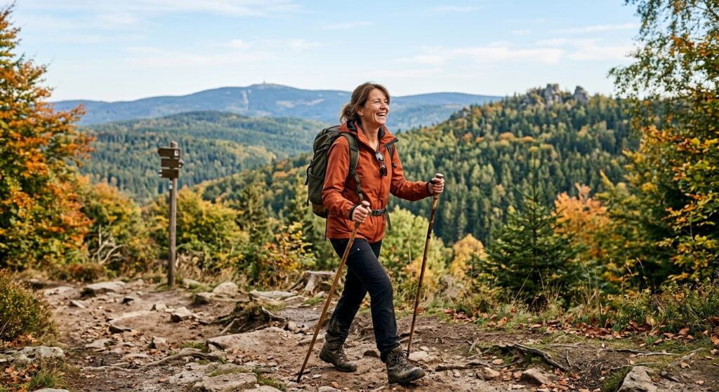 glückliche Frau beim Wandern ti-fichtelgebirge.de Sidebar 1
